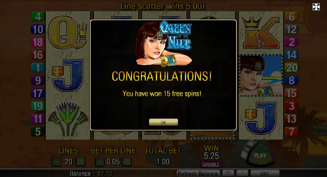 Queen of the Nile Free Spins